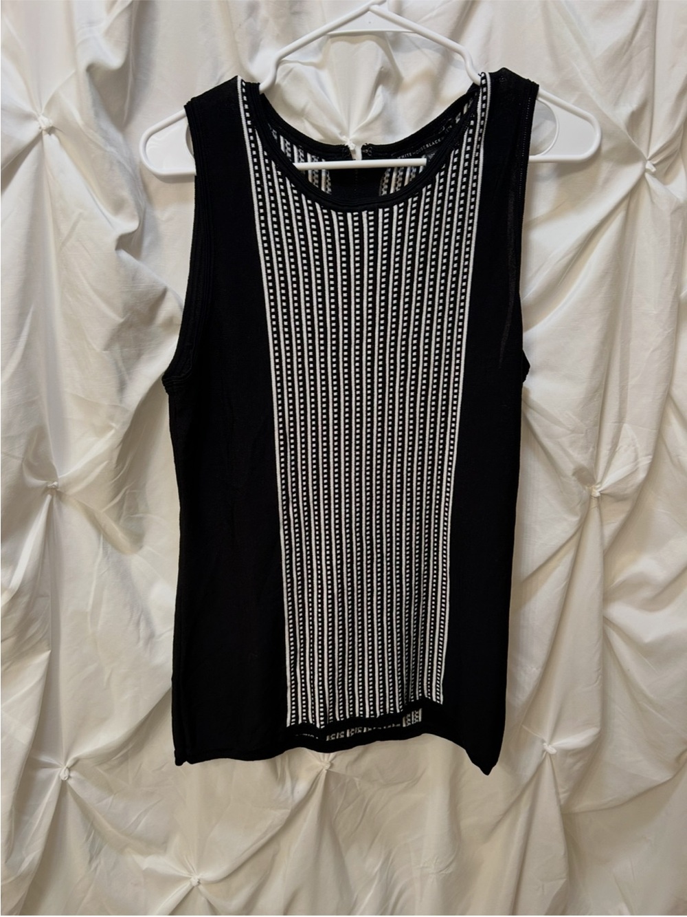 Black Tank Top with Vertical White Stripe Panel - Women